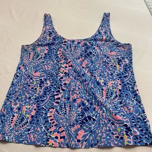 Lilly Pulitzer Kinsey Tank Top Sleeveless Multi Tic Tac Tile Allover Size Medium